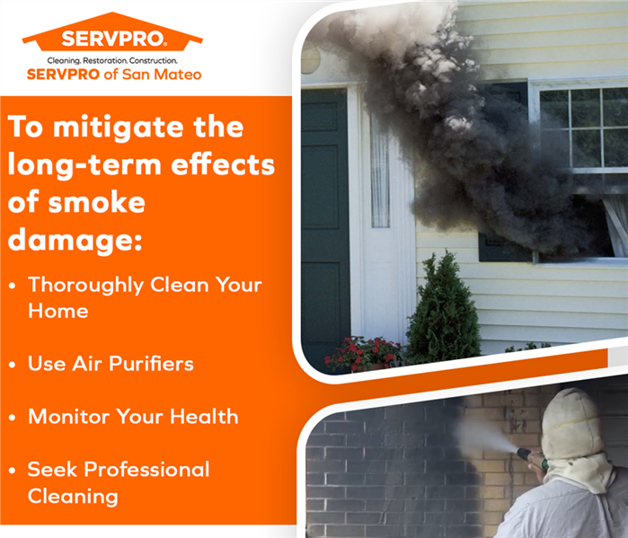 SERVPRO San Mateo smoke damage prevention: Clean home, air purifiers, health monitoring, professional cleaning.